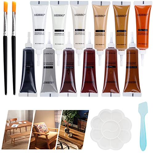 SEISSO Wood Scratch Repair Kit, 12 Colors Wood Filler Putty for Scratches Furniture Markers Touch Up Vinyl Floor Repair Kit - Restore a Finish, Cover Hardwood Scratches, Cracks, Hole, Table, Door - color: 16 pcs