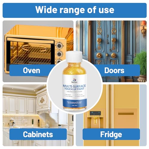 SENVEN Liquid Gold Leaf Paint High Gloss Multi Surface Rich Gold Paint for Metal, Wood, Plastic, Canvas, Appliance, Furniture Scratch Repair & Art Handcrafts 30ml/1.5oz Fast Drying Acrylic Metallic Finish - color: Gold Leaf