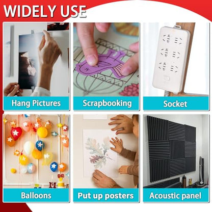 Urdar Brunnr Double Sided Tape for Picture Poster Decorations, Removable Strong Mounting Adhesive Dots for Balloon, Photo, Art Craft, Party Supplies, Multipurpose - style: 0.5in Dots and strips