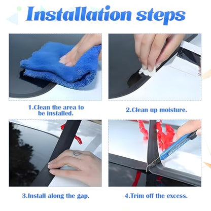BESULEN 16.4 Ft Car Windshield Weather Stripping, 19mm T Shape Adhesive Rubber Seal Strip, Auto Sunroof Sealing Gasket, Front Rear Windshield Trim Stripping Leak Sound Proofing Weatherstrip - size: 16.4 Ft/0.74'' Wide