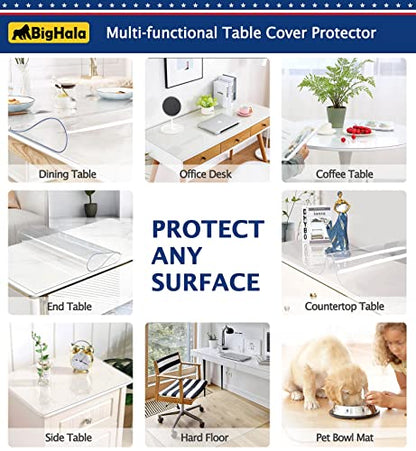 Round Dining Coffee Table Protector Thick Clear Plastic Tablecloth Cover PVC Vinyl Cloths Wood Marble Glass Tabletop Topper Protection Pad Easy Clean Polyester Wipeable Proof Waterproof Mat 34 " Dia - color: New Version Round Shape Clear, size: 34" x 34"