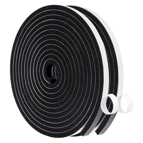 MAGZO Weather Stripping Door Seal, 3/8 Inch Wide X 1/4 Inch Thick Adhesive Foam Tape Soundproof Weatherstripping for Windows, 2 Rolls Total 26FT Black - size: 3/8in* 1/4in * 26FT