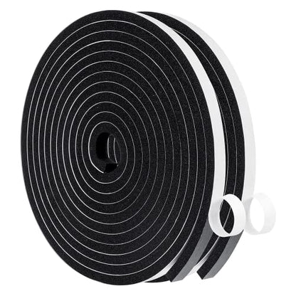 MAGZO Weather Stripping Door Seal, 3/8 Inch Wide X 1/4 Inch Thick Adhesive Foam Tape Soundproof Weatherstripping for Windows, 2 Rolls Total 26FT Black - size: 3/8in* 1/4in * 26FT