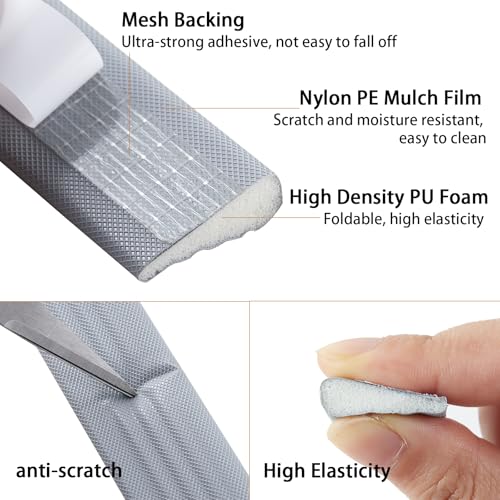 QDiShi 196" Wedge-Shape Weather Stripping Door Seal Weatherproof Foam Seals Self Adhesive Insulation Anti-Collision Strip Soundproofing Frame Insulation Tape Fits 0.13-0.31" Gaps(Grey) - color: Gray