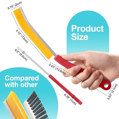 JOYMOOP 4 Pack Crevice Cleaning Brush, Red Hard Bristle Grout Brush, House Cleaning Supplies, Magnetic Gap Cleaning Brush for Kitchen, Bathroom, Window, Toilet, Multifunctional Cleaning Tools - color: Red, size: 4 Pack