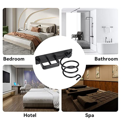 YUET Hair Dryer Holder Hairdryer Station Wall Mounted Shelf Bracket Straightener Stand Hanger Organizer Blow Storage with Cable Tidy Rack for Dressing Table Bathroom Aluminum Professional, Black - color: Black