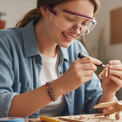 UKNOW Safety Goggles Over Glasses, Anti Fog Safety Glasses with Clear Wraparound Lens, ANSI Z87.1 Protective Eyewear - color: Burgundy