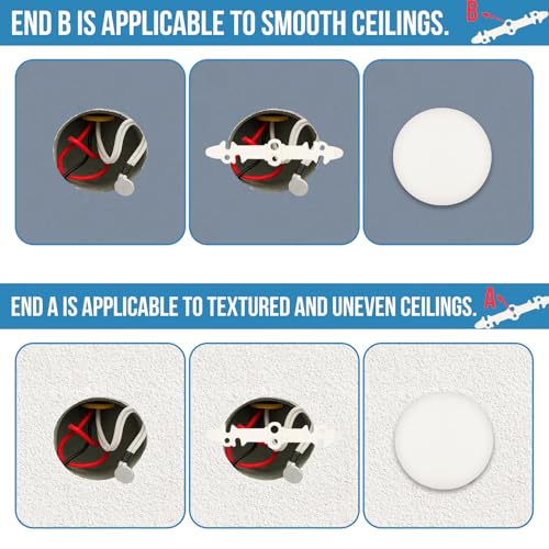 2Pcs CP3540 Ceiling Cover Plate, Round Electrical Box Cover for 3-1/2" to 4" Holes, Paintable White Plastic Hole Plates for Smoker Detector, Living Room & Office