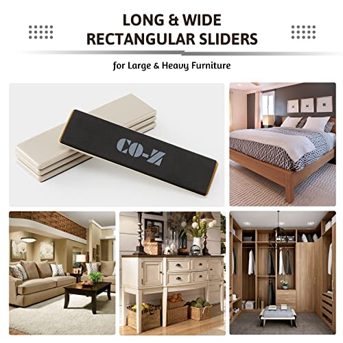 CO-Z Large Furniture Sliders - 4 Pack, 2 1/2" x 9" Rectangle Reusable Furniture Sliders for Carpet, Heavy-Duty Furniture Gliders Movers for Hardwood Floors, Plastic Moving Pads for Heavy Furniture - size: 9" Rectangle-4 Pack, Plastic