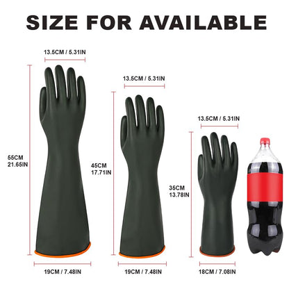 Heavy Latex Chemical Resistant Gloves - Reusable Long Rubber Dishwashing Gloves with Forearm Protection for Men - Waterproof, Industrial Safety Gear, Acid & Alkali Resistant, Oil-Proof，22“XL,1 Pair - size: 22”