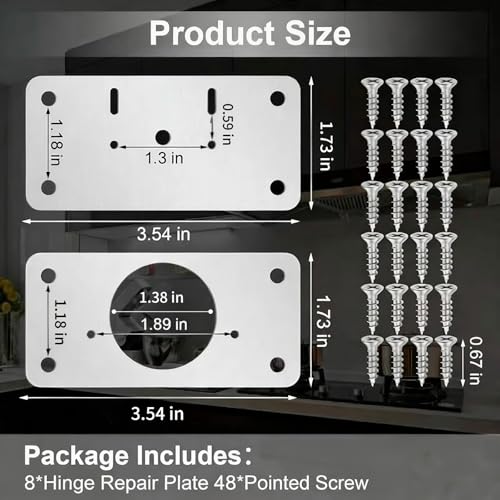 8 PCS Cabinet Hinge Repair Plate, Stainless Steel Cabinet Hinge Repair Kit, Hinge Repair Plate, Cabinet Repair Kit, Kitchen Cupboard Door Hinge Repair Plate, Hinges Repair Fixing Plates with Screw - size: Small-A
