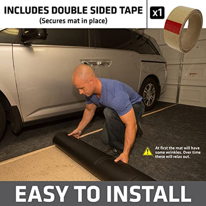 Drymate Garage Floor Mat, (20' x 7'4"), Protects Surfaces, Transforms Garage, Absorbent, Waterproof, Durable (USA Made) (Charcoal) (Includes Double Sided Tape) - size: 7'4" x 20' (Rectangular)