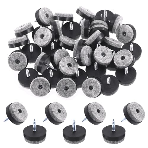 Keadic 40Pcs Screw-on Furniture Felt Pads Bulk Set, 1"(24mm) Dia Round Slider Glide Floor Protector for Wooden Furniture Chair Tables Leg Feet (Black) - size: 1"(24mm)