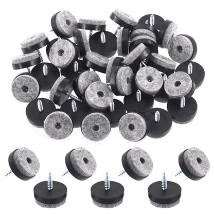 Keadic 40Pcs Screw-on Furniture Felt Pads Bulk Set, 1"(24mm) Dia Round Slider Glide Floor Protector for Wooden Furniture Chair Tables Leg Feet (Black) - size: 1"(24mm)