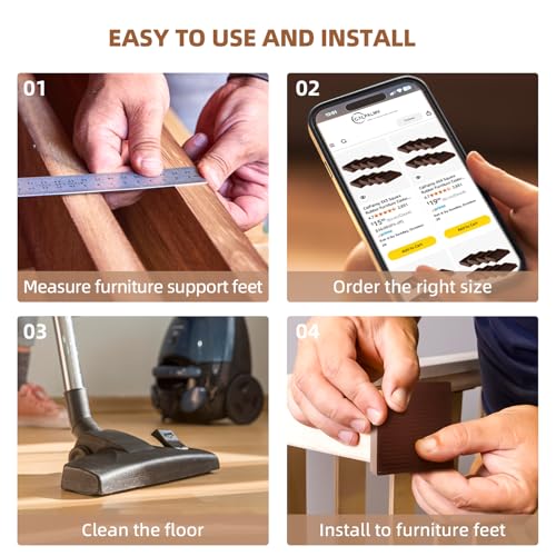 CalPalmy Non-Slip Furniture Pads - Set of 8 Brown 5x5 Square Rubber Anti-Skid Caster Cups for Couch, Chair, Bed, and Furniture Legs - Durable Floor Grip Coasters to Prevent Sliding - size: 5" x 5"