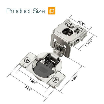 HOME EDIT 2 Pack 1 Pair 1-3/8 inch Overlay Soft Close Cabinet Hinges for Kitchen, Stainless Steel Three-Way Adjustable, Concealed Self-Closing Door Hinges - size: 1-3/8 inch Overlay
