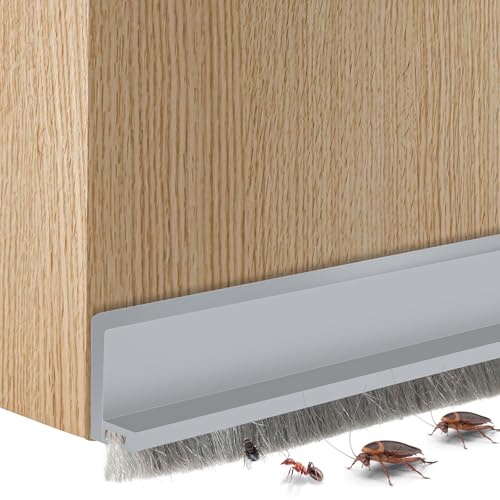 Door Sweep for Bottom of Door,Integrated Under Door Draft Stopper with Brush,Weather Stripping with Self Adhesive,Under Door Seal for Protection Against Dust,Cold,Heat,Noise (Grey) - color: Gray, size: Small