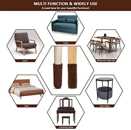 Ulalaza 32Pcs Chair Leg Floor Protectors Knitted Furniture Feet Non-Slip Wear-Resistant Noise-Reducing Chair Covers Caps Set (Style 2-Coffee) - color: Style 2-coffee