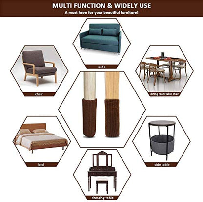 Ulalaza 32Pcs Chair Leg Floor Protectors Knitted Furniture Feet Non-Slip Wear-Resistant Noise-Reducing Chair Covers Caps Set (Style 2-Coffee) - color: Style 2-coffee