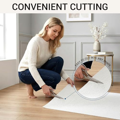 Non Slip Rug Pad Gripper for Hardwood Floors, 6x9 FT Anti Slide Rug Underlay, Eco Safe Odor Free, Cushioned Floor Protector, Cut-to-Size Multi-Purpose Pad - size: 6' x 9' (Rectangular)