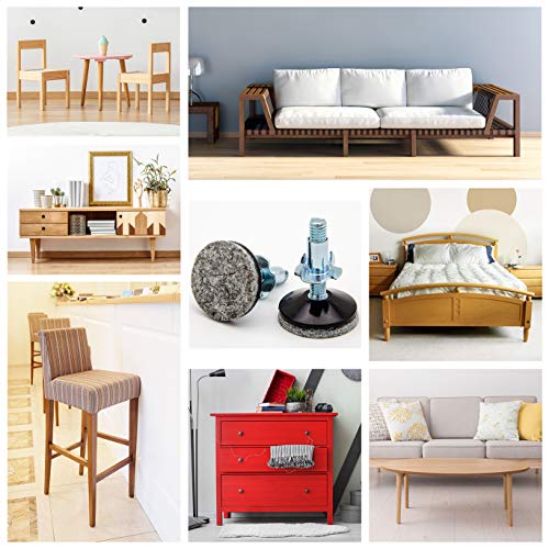 Adjustable Leg on Solid Wood Furniture Feet,Table and Chair Levelers Legs,5/16 in Bolt, 1.5 in Base Diameter (4 pcs)