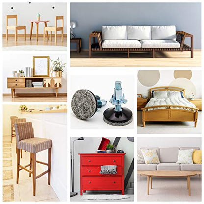 Adjustable Leg on Solid Wood Furniture Feet,Table and Chair Levelers Legs,5/16 in Bolt, 1.5 in Base Diameter (4 pcs)