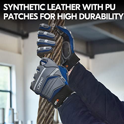 Vgo... Safety Work Gloves - Mechanics, Impact & Anti-Vibration - Rigger Gloves - Heavy Duty (L, Blue, SL9792IP) - color: Blue Gray-pro Version, size: Large (1 Pair)