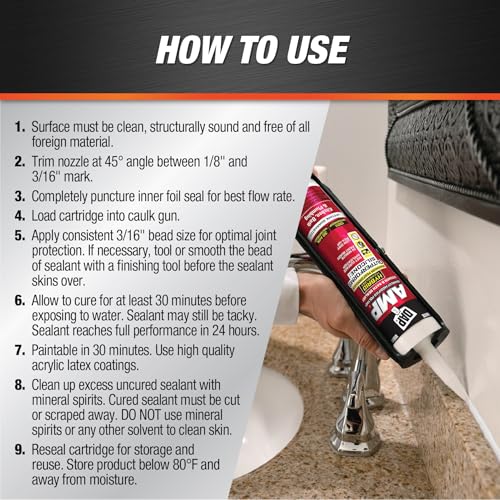 DAP AMP Kitchen and Bath Sealant, White, 9 Oz (7079800762)