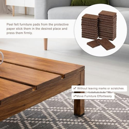 uxcell Furniture Pads, 24Pcs 1.4"x0.9" - Rectangle Self Adhesive Felt Furniture Pads, Hardwood Floor Protectors for Furniture Feet Chairs Legs (Brown) - color: Brown