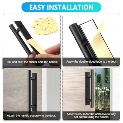 Self-Stick Push Pull Helper, 30 Pack Drawer Pulls ABS Plastic Adhesive Door Handles Peel and Stick Cabinet Handles for Kitchen Cabinet Sliding Door Furniture (Black)
