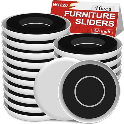 Upgrade Furniture Sliders, Furniture Sliders for Carpets, 16 PCS 4.3" Moving Pads with Anti-Slip Groove, Round Furniture Moving Sliders for Easy Move Bed Tables Cabinet Heavy Duty, Protect Carpets - size: 4.3in Round 16Pack