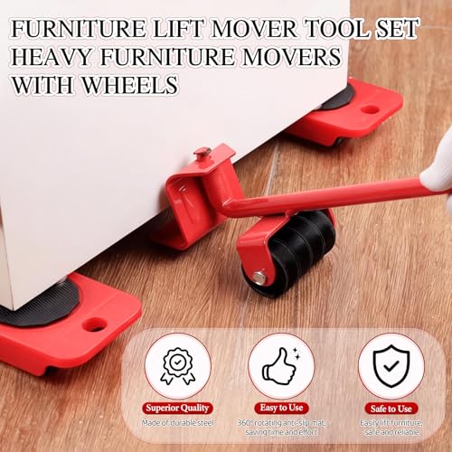 Furniture Lift Mover Tool Set - Heavy Furniture Movers with Wheels, Heavy Item Movers Sliders Furniture Lifter Tool for Furniture, Coffee Tables, Refrigerators, Washing Machines