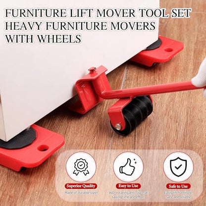 Furniture Lift Mover Tool Set - Heavy Furniture Movers with Wheels, Heavy Item Movers Sliders Furniture Lifter Tool for Furniture, Coffee Tables, Refrigerators, Washing Machines