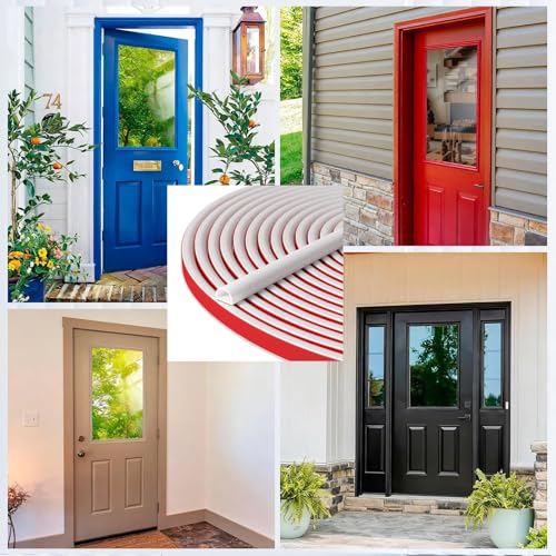 Self Adhesive Weather Stripping Seal, 3/8" W x 1/4" T x 20 FT D Shape Door Seal Strip for Soundproofing and Draft Proofing Door Frame and Windows