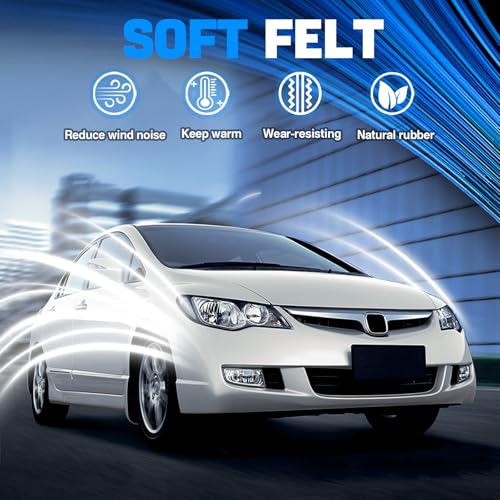 Door Window Trim Seal Weather Stripping Moulding Belt Sweep Felt Fit Honda Civic 2006 2007 2008 2009 2010 2011 4 Door Sedan Replaces 72410-SNA-A01 72450-SNA-A01 72950-SNA-A01 72910-SNA-A01 - size: CIVIC 2006-2011