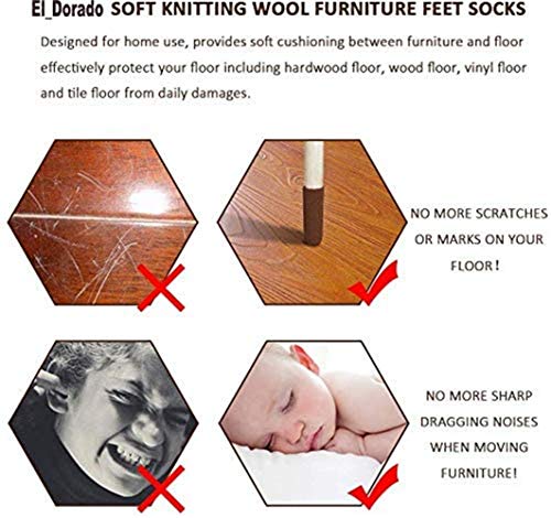 Ulalaza 32Pcs Chair Leg Floor Protectors Knitted Furniture Feet Non-Slip Wear-Resistant Noise-Reducing Chair Covers Caps Set (Style 2-Coffee) - color: Style 2-coffee