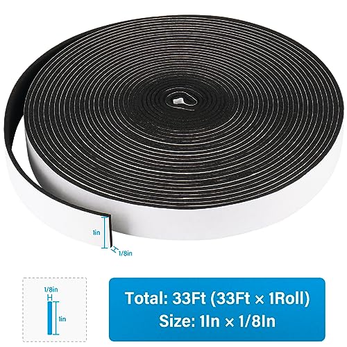 DGSL Foam Insulation Tape, 1In x 1/8In x 33Ft Weather Stripping Door Seal Strip for Doors and Windows,Sliding Door, Soundproofing Door Seal,Weatherstrip,Air Conditioning Seal Strip - size: 1In x 1/8In x 33Ft