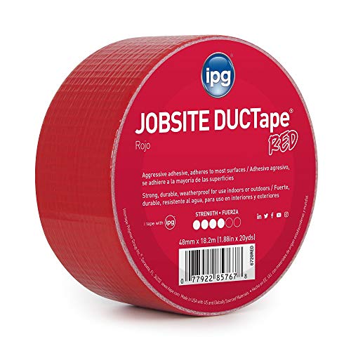 IPG JobSite DUCTape, Colored Duct Tape, 1.88" x 20 yd, Red (Single Roll) - color: Red, size: 1.88" x 20 yd