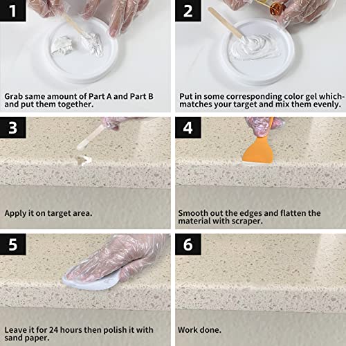 Marble and Granite Repair kit Porcelain Marble Stone and Quartz Countertops Repair kit for Chips Dents Cracks Holes Scratchs, Fix Chipped Edges Corners, Reattaches or rebuilds Missing Pieces