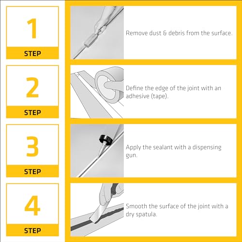 SIKA Sikaflex Construction Sealant - White, All-Purpose Polyurethane for Joints 1/2" or Smaller - 10.1 fl. oz - Weatherproof, High Elasticity, Paintable, Strong Adhesion - color: White