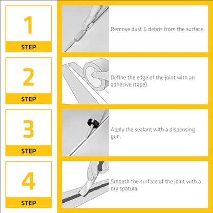 SIKA Sikaflex Construction Sealant - White, All-Purpose Polyurethane for Joints 1/2" or Smaller - 10.1 fl. oz - Weatherproof, High Elasticity, Paintable, Strong Adhesion - color: White