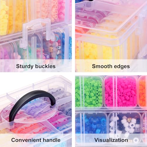 SGHUO Bead Organizer Box, 56 pcs Small Organizers, 3-Tier Stackable Storage Container Box for Art Craft Storage, Washi Tape, Kids Toys, Jewelry, Beauty & Sewing Supplies - style: 3 tier-mix