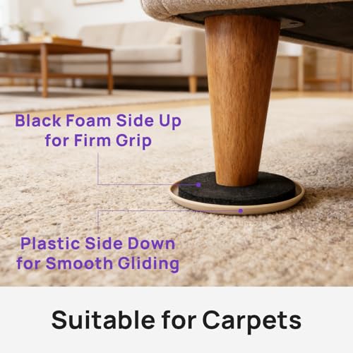 24 PCS Furniture Sliders for Carpet, 3.5 inch Heavy-Duty Reusable Furniture Movers, Plastic Furniture Gliders to Move Heavy furnishings Easily and Protect Floors - size: 24 PCS 3 1/2 inch