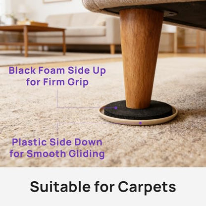 24 PCS Furniture Sliders for Carpet, 3.5 inch Heavy-Duty Reusable Furniture Movers, Plastic Furniture Gliders to Move Heavy furnishings Easily and Protect Floors - size: 24 PCS 3 1/2 inch