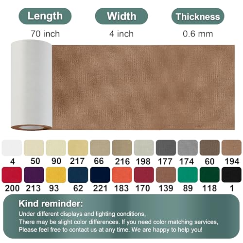Linen Canvas Repair Tape, 4×63 Inches Light Brown Waterproof Self-Adhesive Patch for Outdoor Gear, Durable Fabric Tape for Boat Covers,Couch,Tents, Sofas, Sun Shades,Awnings,Lounge Chairs - color: Light Brown