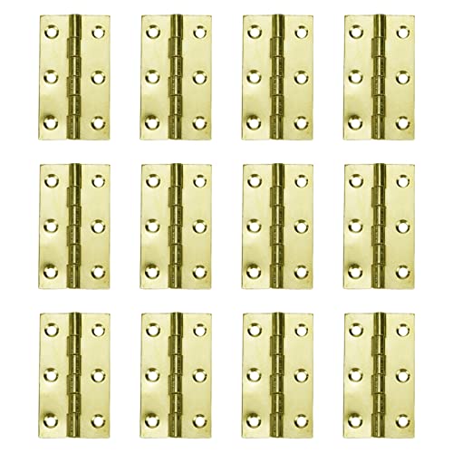 Antrader 2" Gold Folding Butt Hinges Mini Cabinet Hinges with Screws for Cabinet Drawers Jewelry Box, 12 Pack - color: Gold, size: 2" x 1.1", 12pcs