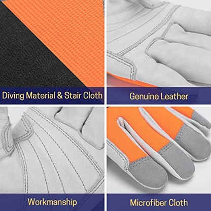 Chainsaw Safety Gloves, Chainsaw Protective Work Gloves, Cut Resistant Gloves, 12-Layer Protection on Left Hand Only - color: X-large Orange