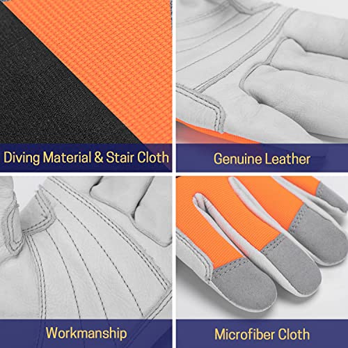Chainsaw Safety Gloves, Chainsaw Protective Work Gloves, Cut Resistant Gloves, 12-Layer Protection on Left Hand Only - color: Medium Orange