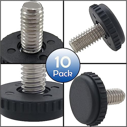 Hooshing 10PCS 5/16-18 Stainless Steel Adjustable Furniture Levelers Screw in Threaded Levenling Feet Glide for Furniture Legs, Table, Chair, Cabinet - size: 5/16"-18