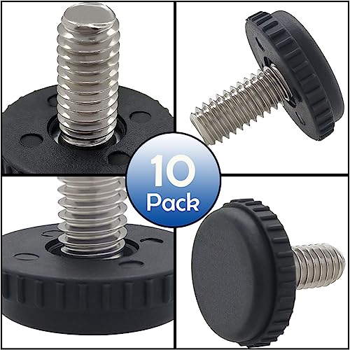 Hooshing 10PCS 1/4-20 Stainless Steel Adjustable Furniture Levelers Screw in Threaded Levenling Feet Glide for Furniture Legs, Table, Chair, Cabinet - size: 1/4"-20